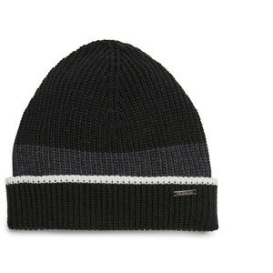 Steve Madden Men's Hat Black One Size Tonal Stripes Knit Beanie